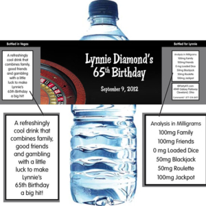 Casino Roulette Theme Water Bottle Label
