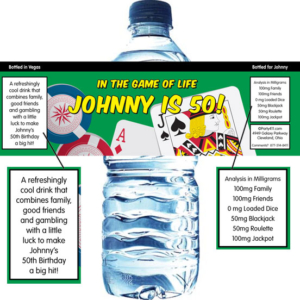 Casino Cards Party Theme Water Bottle Label