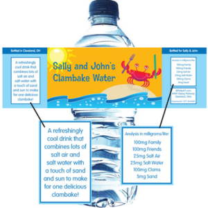 Crab and Clambake Theme Water Bottle Label