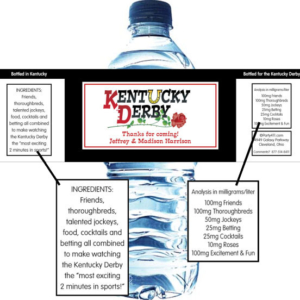 Kentucky Derby Party Theme Bottle Label, Water