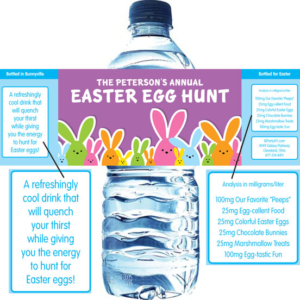Colorful Easter Bunnies Theme Water Label