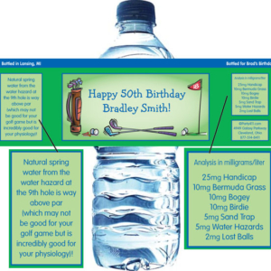 Golf Party Water Bottle Label