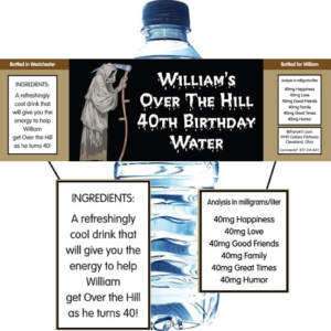 Over The Hill Grim Reaper Water Bottle Label