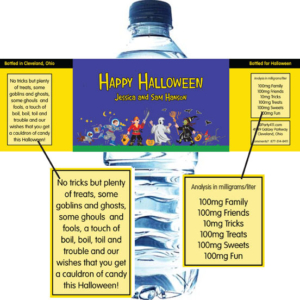 Halloween Kids Trick-or-Treat Theme Water Bottle Label