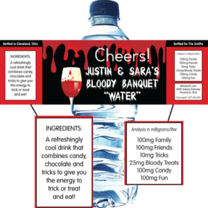 Halloween Bloody Banquet Water Bottle Label