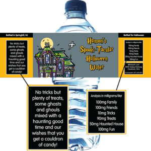 Halloween Spooky House Water Bottle Label