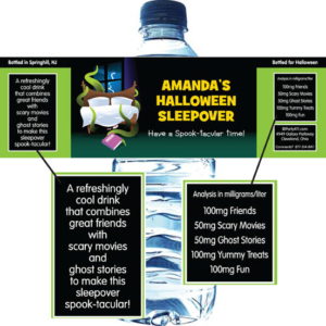 Halloween Sleepover Water Bottle Label