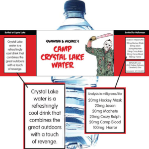 80s Halloween Horror Movie Water Bottle Label
