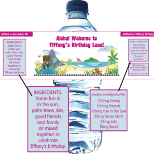 Luau Beach Water Bottle Label