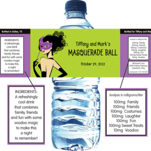 Halloween Masquerade Ball Water Bottle Label