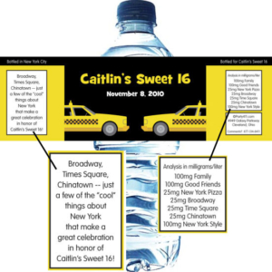 New York Taxis Water Bottle Label