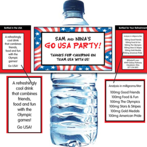 Patriotic Flag Water Bottle Label