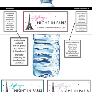 Paris Party Theme Bottle Label
