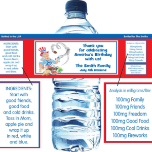 American Patriotic BBQ Water Bottle Label