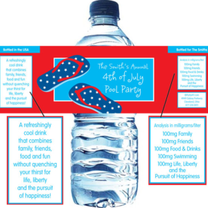 Patriotic Flip Flops Water Bottle Label