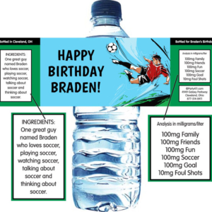 Soccer Boy Water Bottle Label