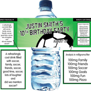 Soccer Ball Party Water Bottle Label