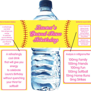 Softball Water Bottle Label
