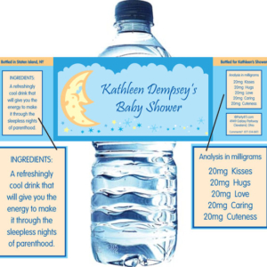 Baby Shower Stars and Moons Water Bottle Label