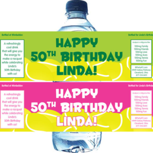 Tennis Theme Water Bottle Label