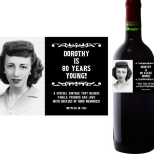 A Vintage Birthday Milestone Photo Label, Wine and Champagne
