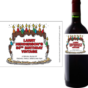 Birthday Cake For Him Wine Champagne Bottle Label