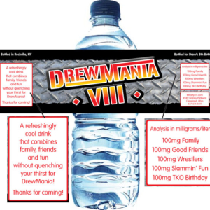 Wrestling Party Water Bottle Label