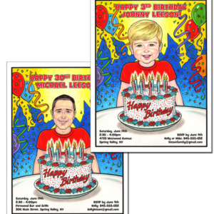 Birthday Semi Custom Caricature, Male
