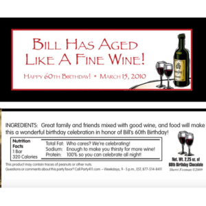 Birthday Wine Theme Candy Bar Wrapper