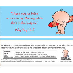 Baby Hospital Candy Bar Wrapper, Boy