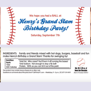 Baseball Theme Candy Bar Wrapper