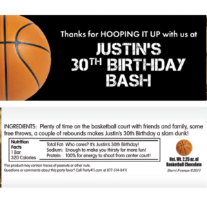 Basketball Party Theme Candy Bar Wrapper