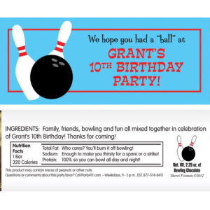 Bowling Theme Candy Bar Wrapper