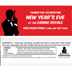Casino Royale Theme Candy Bar Wrapper