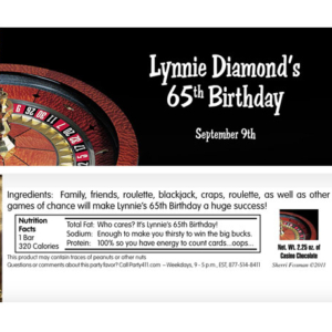 Casino Roulette Theme Candy Bar Wrapper