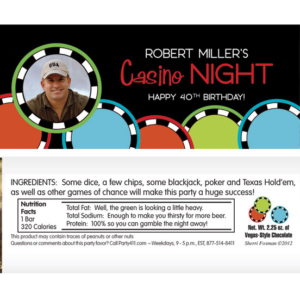 Casino Poker Chips Photo Theme Candy Bar Wrapper