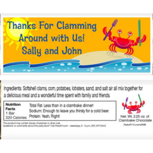 Crab and Clambake Theme Candy Bar Wrapper