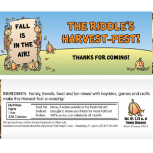 Harvest Party Theme Candy Bar Wrapper