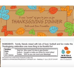 Falling Leaves Theme Candy Bar Wrapper