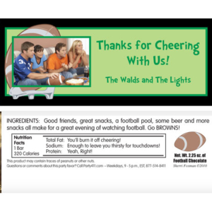 Football Photo Theme Candy Bar Wrapper