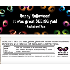 Halloween Eyes Theme Candy Bar Wrapper
