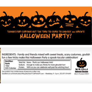 Halloween Jack o Lanterns Theme Candy Bar Wrapper