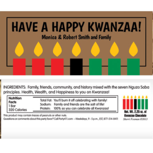 Kwanzaa Kinara Candles Theme Candy Bar Wrapper