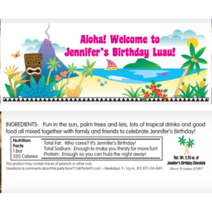 Luau Beach Theme Candy Bar Wrapper