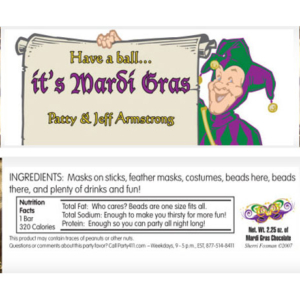 Mardi Gras Jester Theme Candy Bar Wrapper