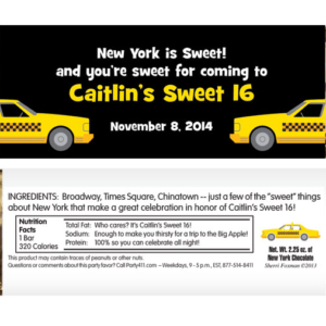 New York Taxis Theme Candy Bar Wrapper