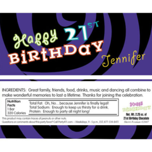 Birthday Swirl Theme Candy Bar Wrapper
