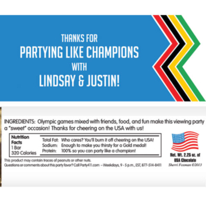 Winter Olympics Theme Candy Bar Wrapper