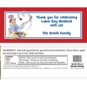 American Patriotic BBQ Theme Candy Bar Wrapper