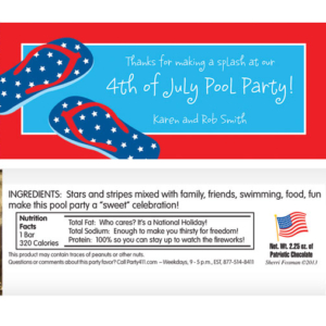 Patriotic Flip Flops Theme Candy Bar Wrappers